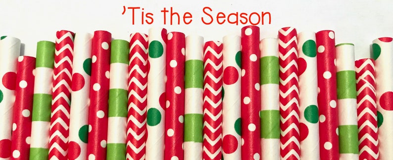 Christmas Paper Straws Christmas straws Red, Green and Gold straws Cake Pop Sticks Drinking Straws image 5