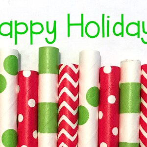 Christmas Paper Straws Christmas straws Red, Green and Gold straws Cake Pop Sticks Drinking Straws image 4