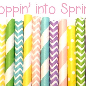 Spring Paper Straws - Easter paper straws - Cake Pop Sticks - Drinking Straws