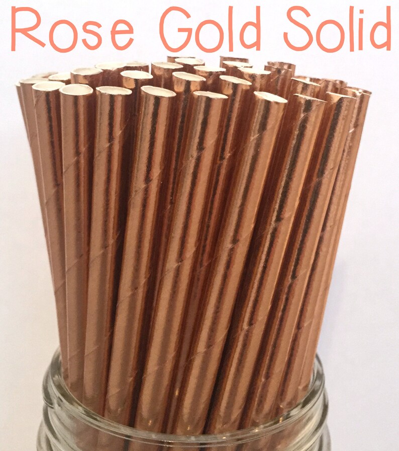 Rose Gold Foil Paper Straws Rose Gold Straws Rose Gold Etsy
