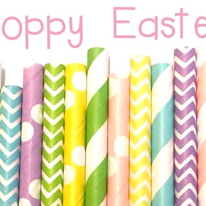 Spring Paper Straws - Easter paper straws - Cake Pop Sticks - Drinking Straws