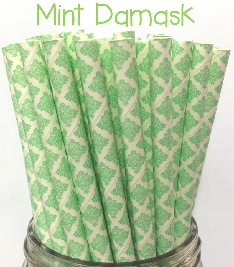 3.00 US Shipping -Mint Paper Straws Gold Cake Pop Sticks Mint Straws Drinking Straws