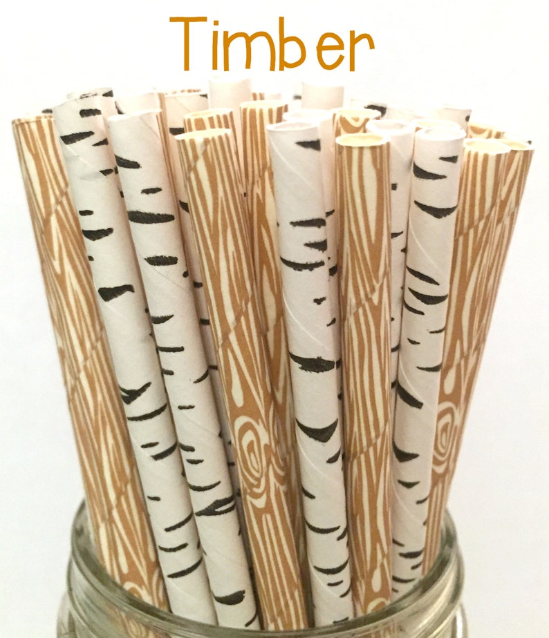 Wood Grain Paper Straws Wood Grain Straws Wood Grain Cake Pop Sticks Drinking Straws image 2