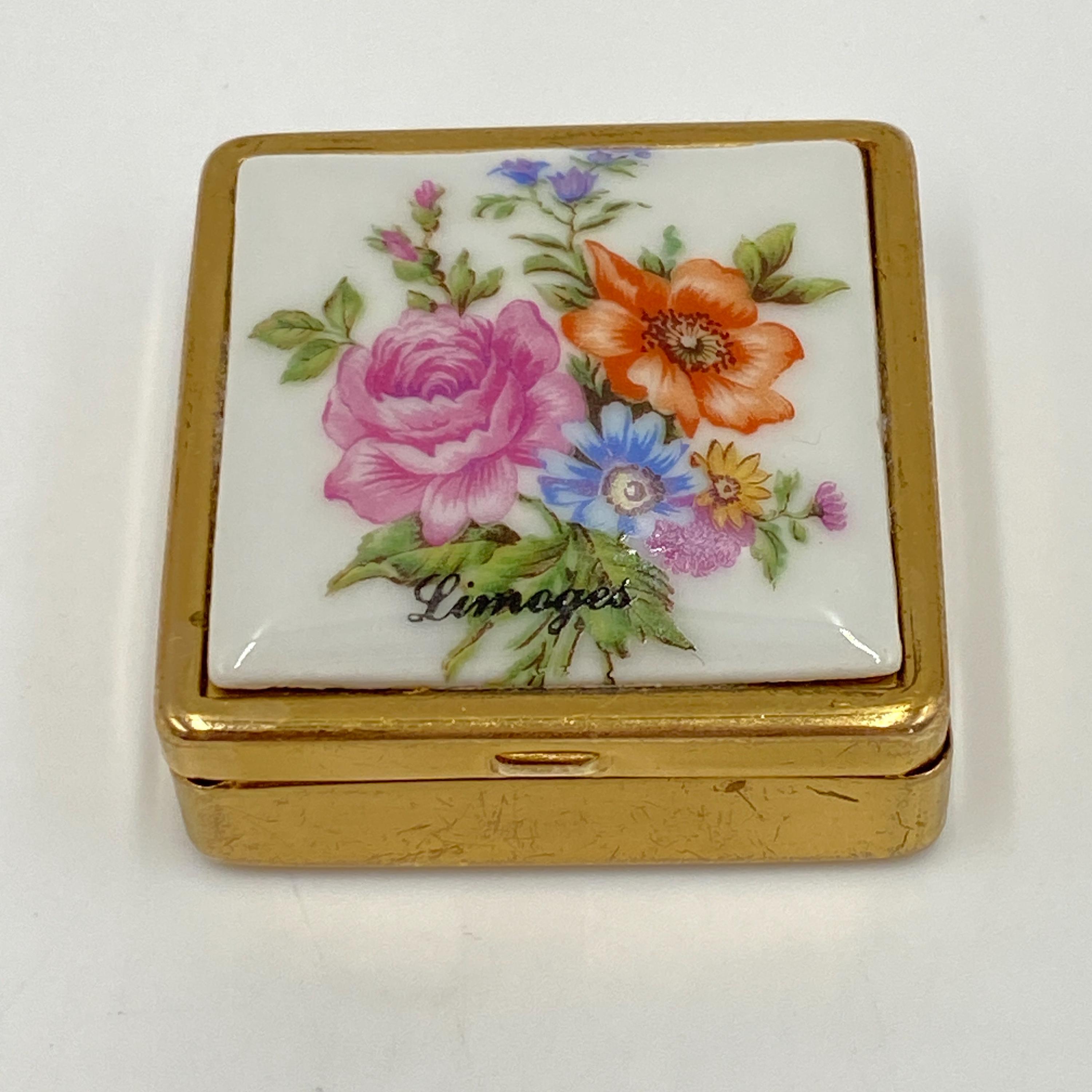 小物入れ  ECONOMICS EXPERIMENT / ashtray Vintage Pocket Purse Ashtray Limoges Floral Bouquet Roses Gold