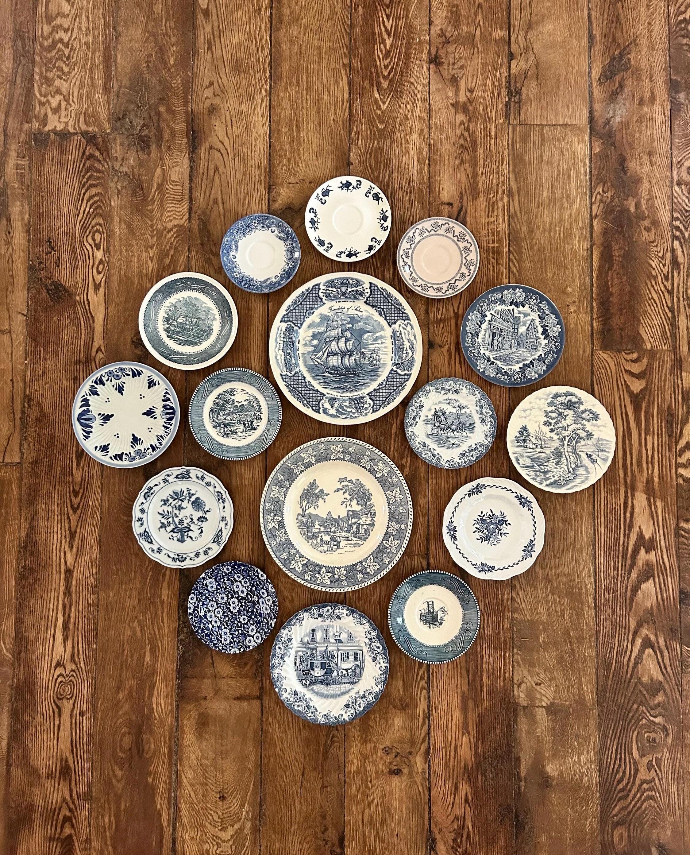 Antique Blue Floral Plate - Etsy