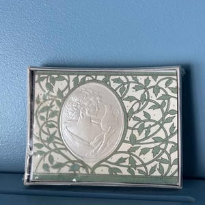 Cartes vintage Hallmark Crown Collection verte déesse grecque neuves dans l'emballage 5"