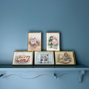 Bonecas kitsch vintage, sem uso, para todas as estações, chá da tarde, vinheta, cartões comemorativos. Em caixa vintage, 28 cartões com 5 designs diferentes.