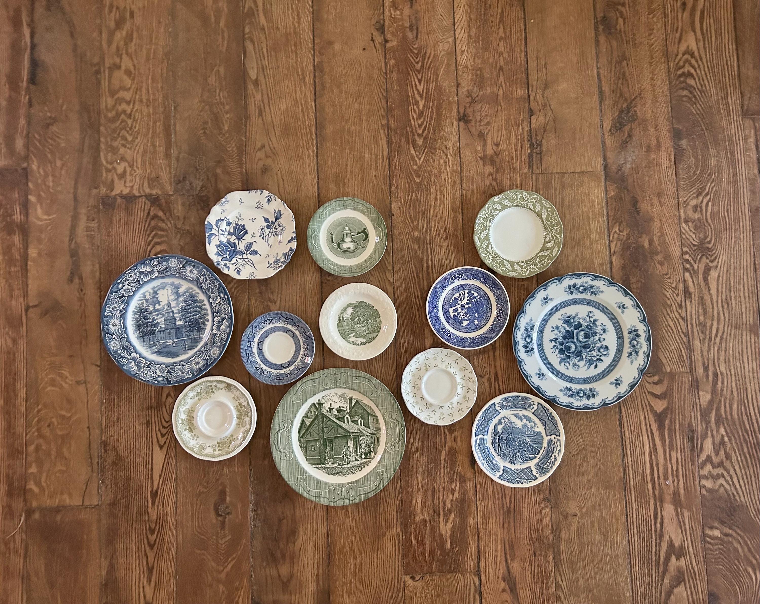 Green Blue Vintage Plates - Etsy