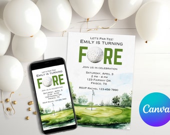 Zaproszenie urodzinowe Golf Fore Edytowalne