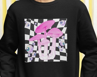 Dreamcore Weirdcore Clothing Maglione a fungo Abbigliamento Weirdcore Maglietta Vaporwave Felpa gotica pastello Grunge Estetica Edgy Trippy Girocollo