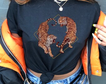 ヴィンテージタイガーシャツ、美的タイガーシャツ、オーバーサイズTシャツ、チャイニーズタイガーTシャツ、美的タイガーシャツ、タイガーTシャツ、寅年シャツ