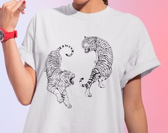 ヴィンテージタイガーシャツ 美的タイガーシャツ オーバーサイズTシャツ チャイニーズタイガーTシャツ 美的タイガーシャツ 美的シャツ タイガーTシャツ ヴィンテージシャツ