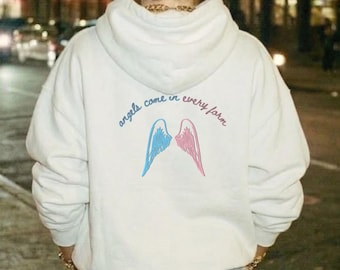 Subtil Pride Merch Seraphim Trans Hoodie Genderfluid Bibliskt korrekt ängel Icke-binär skjorta Transängel Transrättigheter Goth Tröja Queer
