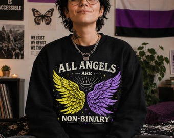 Icke-binär Subtil Pride-merchandise Bibliskt korrekt ängel Weirdcore Seraphim-tröja Genderfluid Icke-binär Dreamcore Goth-kläder Alt-tröja