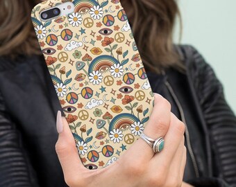 Capa de telefone retrô Capa de telefone estética Capa de telefone descolada Capa de telefone hippie Capa de iPhone retrô Capa de iPhone floral Capa de telefone boho Telefone descolado