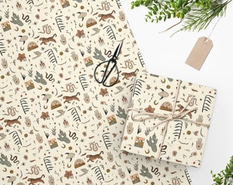 Boho Wrapping Paper Vintage Tiger Gift Wrap Aesthetic Wrapping Paper  Christmas Gift Wrap Indie Decor Tiger Art Paper Botanical Wrapping Roll