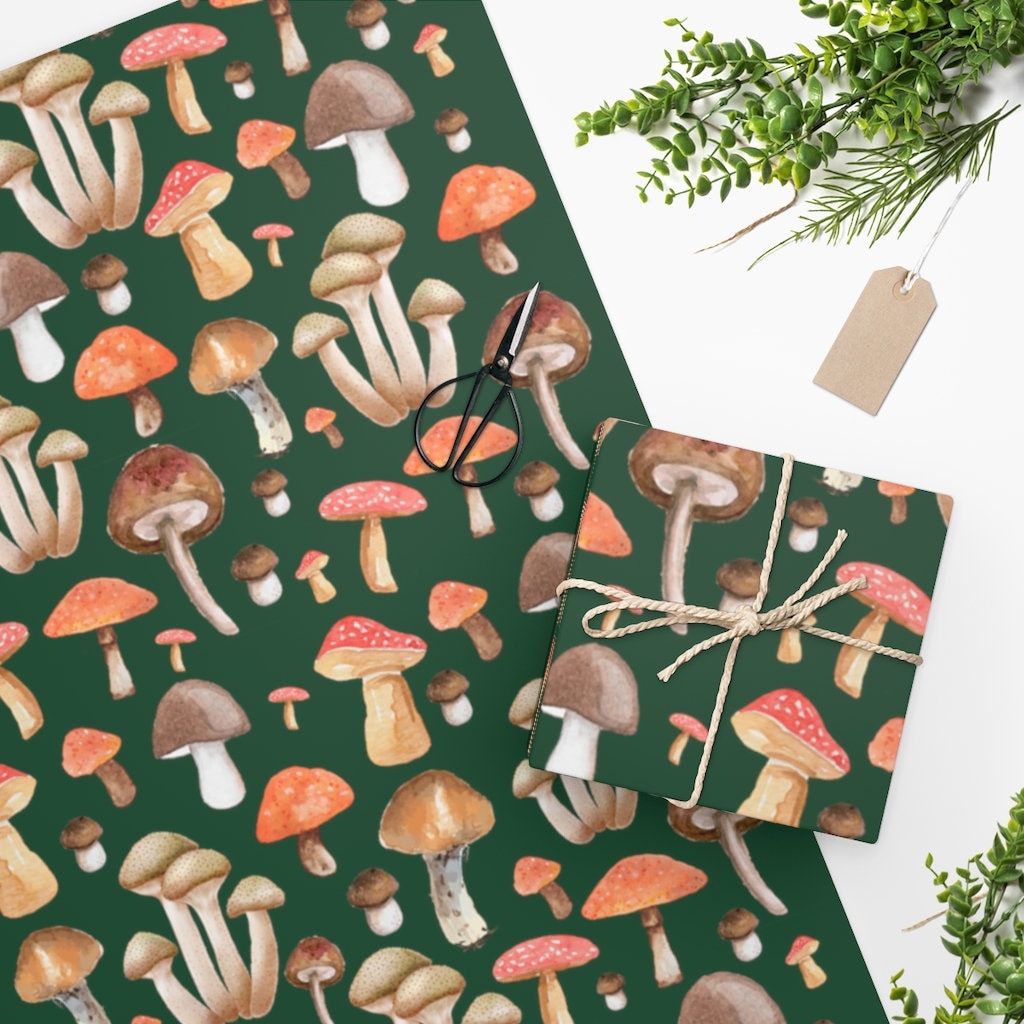 Cute Mushroom Cottagecore Gift Wrap Premium Thick Christmas Wrapping Paper  Holiday Decoration (6 foot x 30 inch roll)