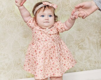 Pink Floral Dress, Peasant Dress, Girls Clothing, Baby Clothes