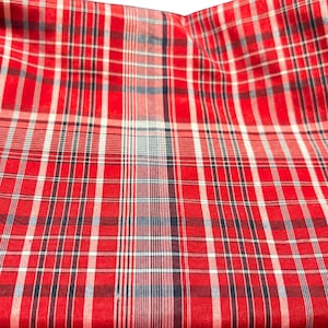 Jamaican Bandana Fabric, Traditional Madras Material, Cotton Fabric, International Day Fabric from Jamaica, Red White Blue Plaid Polyester
