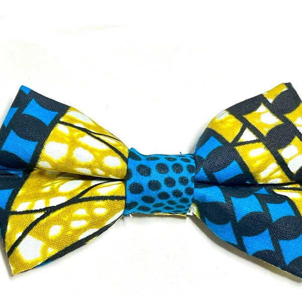 Blue African Print Bow Tie, Gift for Him, Pre-tied Bow Tie, Boys Bow tie, Bow Ties for Men, Boys tie, Bowtie, Baby bow tie