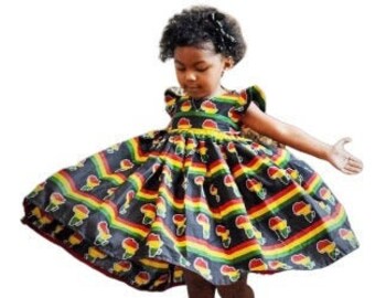 Amara Africa Dress, African Print Dress, Black History Month, Girl’s Dress