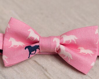 Pink Bow Tie, Derby Horses Bow Ties, Kentucky Derby Bow Tie, Bow Tie for Man, Bowtie, Derby Tie, Horse Bow Tie, Fathers Day Bow Tie