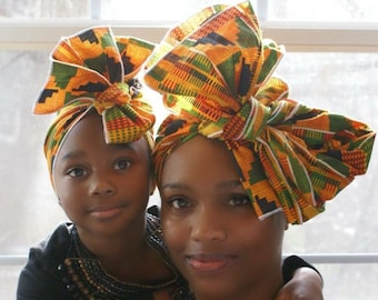 Kente Mommy and Me Headwrap, African Head Wrap, Mothers Day, Head Tie, African Clothing, African Print