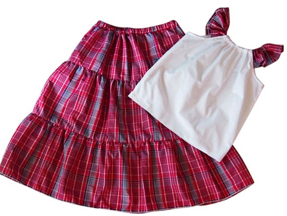 Jamaican Bandana Quadrille Skirt Set - Girls Skirt Set, Girls