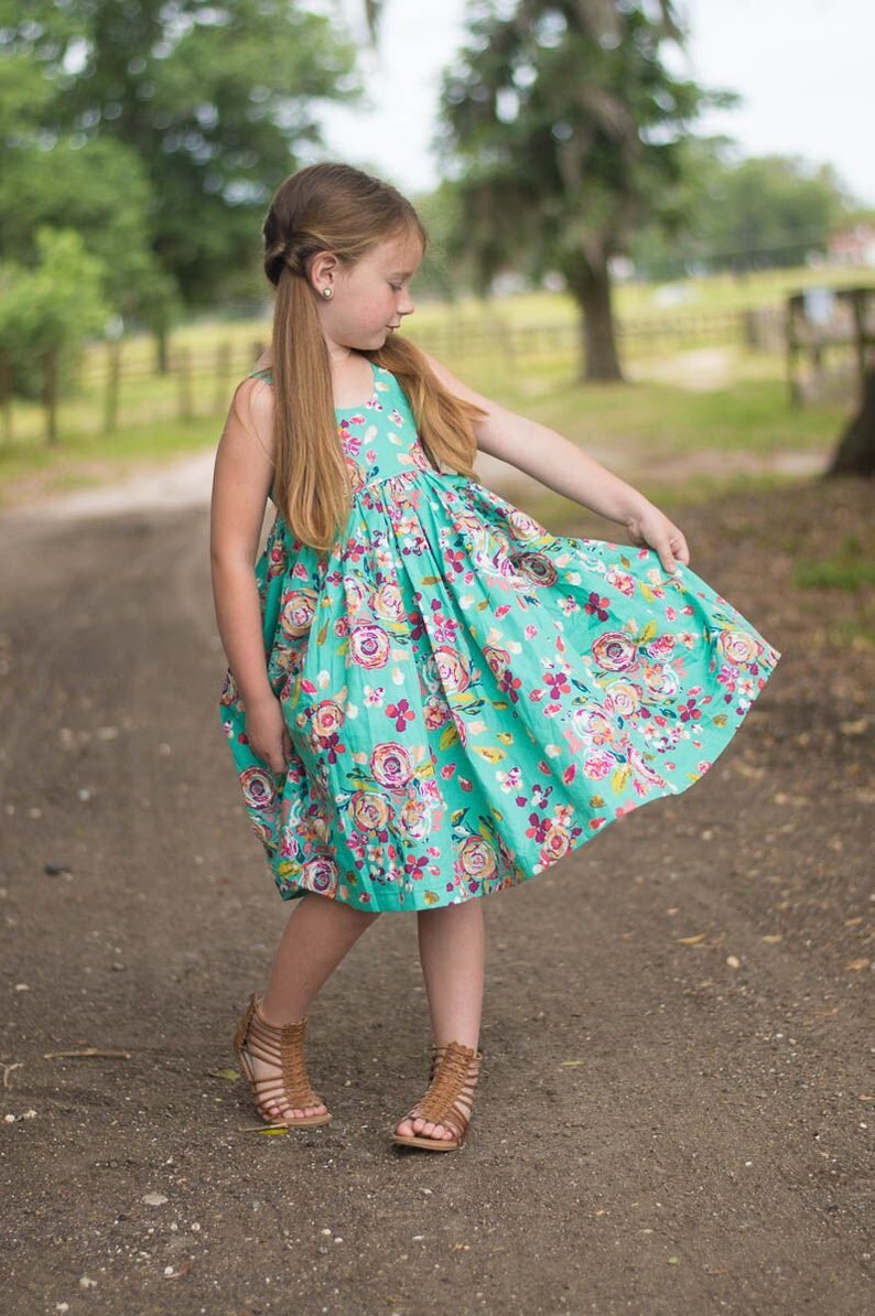 Mint Green Floral Dress, Bohemian, Boho, Hipster, Girls Clothing, Summer Dress, Spring Clothing, Easter Dress Mint Green