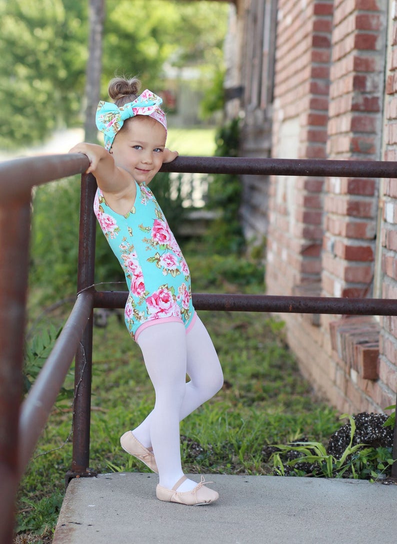 Floral Leotard, Girls Leotard, Ballerina, Bodysuit, Baby Leotard, Toddler Leo, Dance Leotard, Gymnastics Leotard, Leotards for Girls image 2