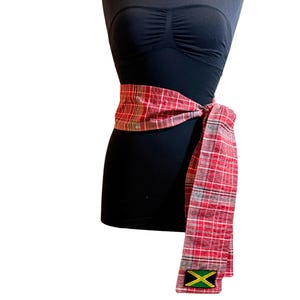 Traditional Jamaican Bandana Sash, Jamaican Madras Fabric, Quadrille, Jamaica Day