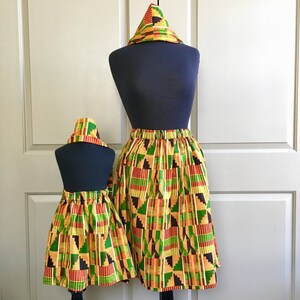 Girls African Kente Skirt, Head Wrap, Black History Month, Maxi, Girls Skirt, African Skirt, African Clothing, Baby Clothes,African Outfit image 4