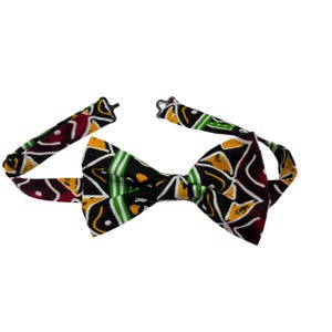 Jamaican Reggae Bow Tie, African Print Pocket Square Set, Boy’s and Men’s Accessories, Cultural Wedding Bowtie, Pre-tied Neckwear