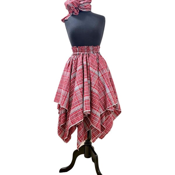 Handkerchief Plaid Hem Maxi Skirt