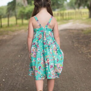 Mint Green Floral Dress, Bohemian, Boho, Hipster, Girls Clothing, Summer Dress, Spring Clothing, Easter Dress image 2