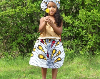 White African Drops Skirt, Girls Skirt, African Clothing