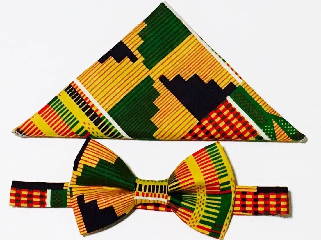 kente bow tie and hanky sets