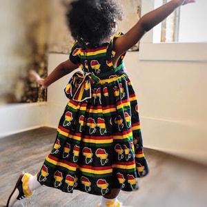 Amara Africa Print Dress, Juneteenth, Black Dress, Black History Month, Toddler Girl’s Cultural Dress, African Baby Clothing