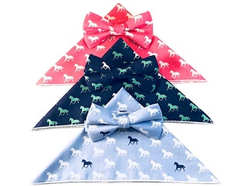Derby Horses Bow Tie with Pocket Square, Pre-tied, Bow Tie for Boys and Men, Derby, Fathers Day, Horse Racing, Horse Lovers, Gifts for Him