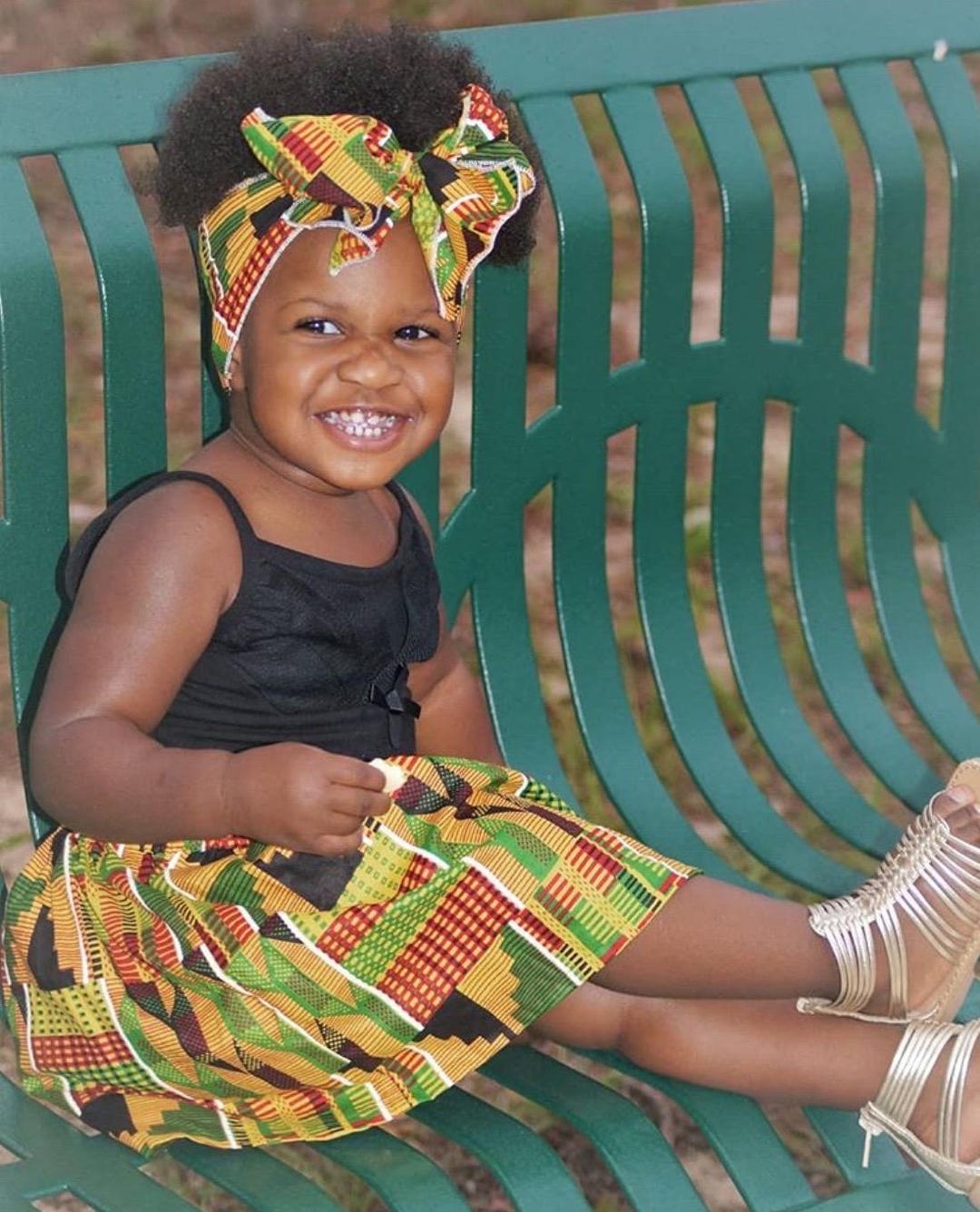 Girls African Kente Skirt, Head Wrap, Juneteenth, Black History