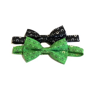 Black Horseshoe Bow Tie, Gift for Him, Pre-tied Bow Tie, Green Horses Bow Tie, Equestrian, Rodeo, Fathers Day, Mens Bow Tie, Horse Racing image 2