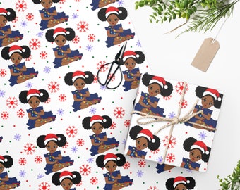 Santa's Little Diva Wrapping Paper| African American Wrapping Paper | Holiday Gift Wrap| Black Girl Gift Wrap| Afrocentric Decor| Christmas