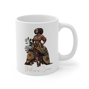 Melanin Queen Mug|Gift for Black Girls|Black Girl Magic|Black Women Matter|African American Mug|Afro Art|Black Girl Power|Natural Hair Girls