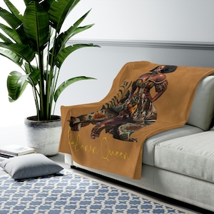 Melanin Queen Plush Blanket| Throw Blankets| African American| Black Women Matter| Gift for Black Girls| Black Girl| Afrocentric