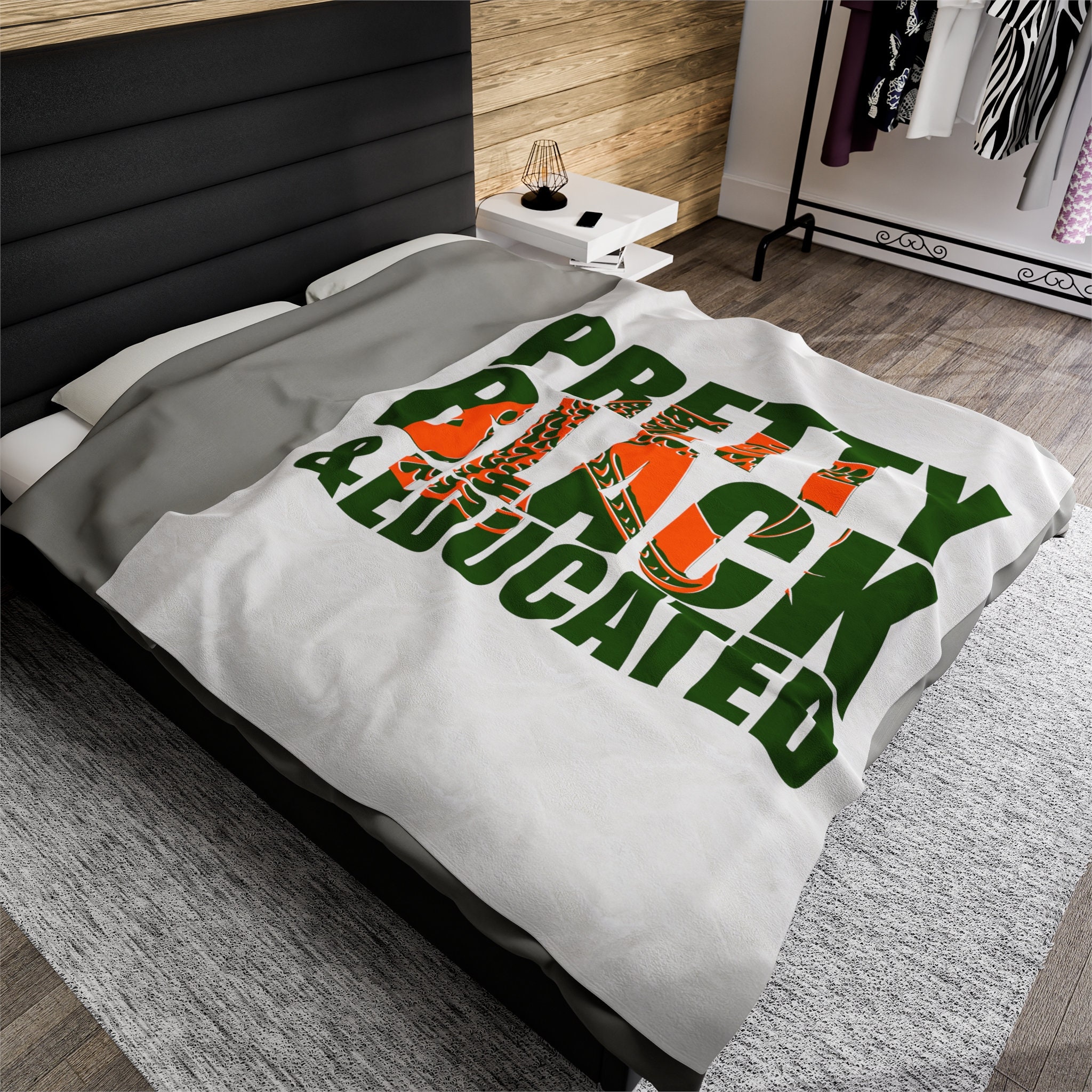 Pretty Black and Educated Plush Blanket FAMU Rattlers Throw Blankets