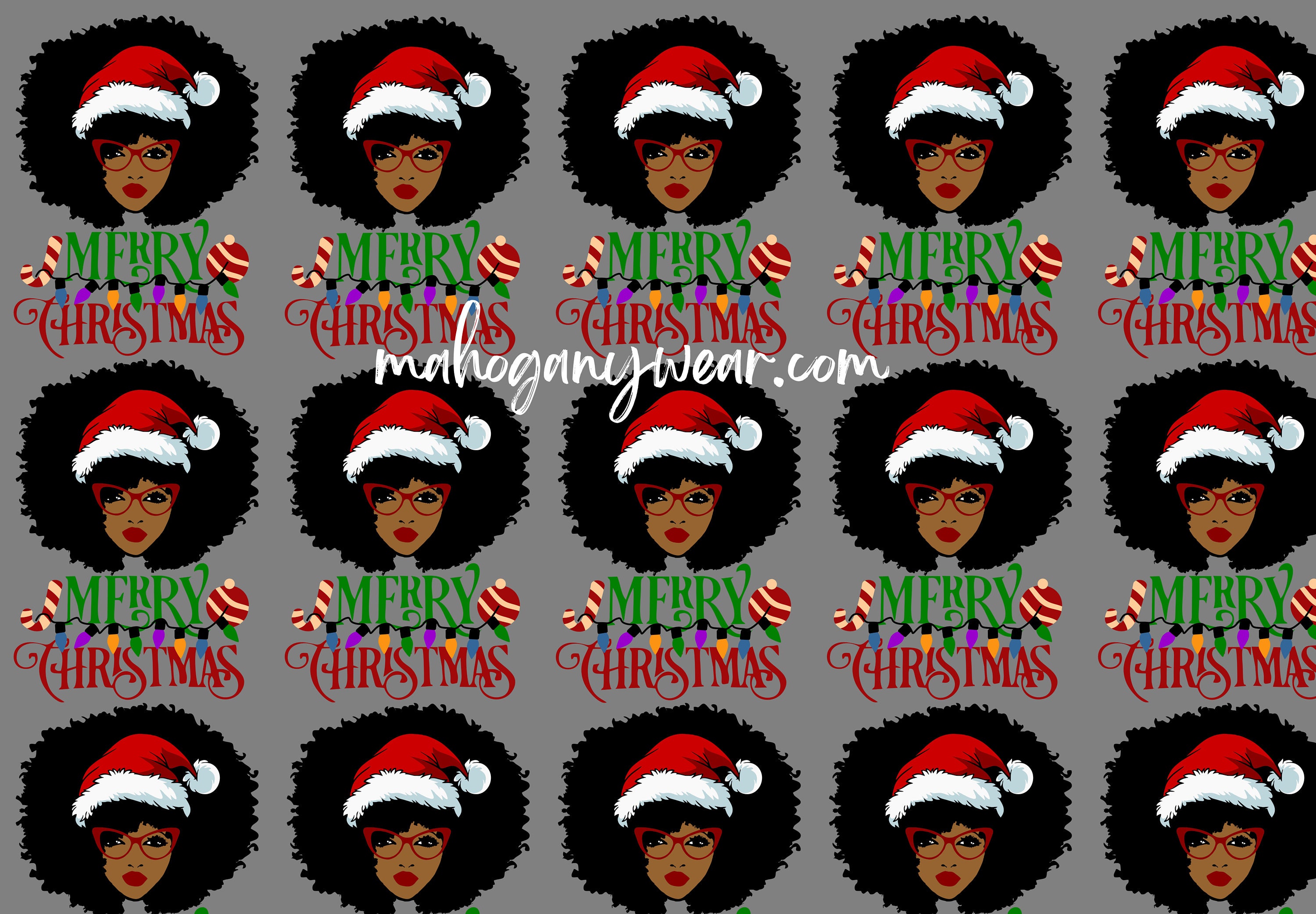 Black Merry Christmas Wrapping Paper African American Holiday Gift Wrap