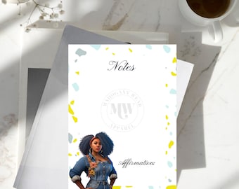 African American Notepad|Black Girl Stationery Notepad 4x6|Shopping List Notepad |Memo Pad|Woman Notes|Message|Reminders|To Do List|Plan