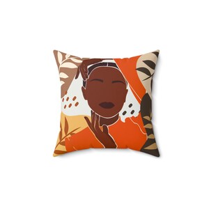 Melanin Abstract Boho Throw Pillow| Black Woman Art| Gift for Black Women| Feminine Bohemian Home Decor| Black Girl Decor| Decorative Pillow