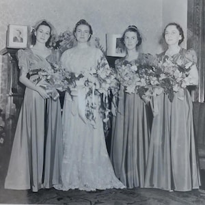 40s bridesmaid dresses 1940s Vintage Photo of 2 Bridesmaids in 1940s Dresses