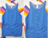 Vintage Denim MATERNITY Jumper Denim Dress 1990s 90s Overall Dress Skirt Overalls Jean Dress Jean Jumper Medium M